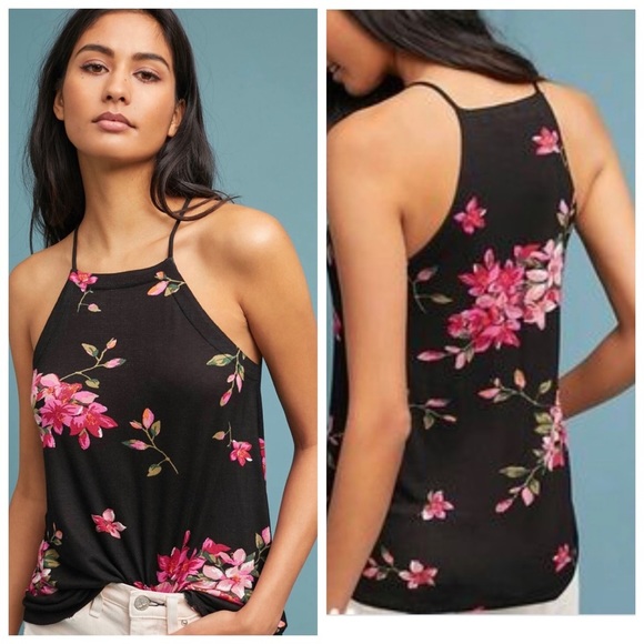 Anthropologie Tops - Anthropologie Floral Halter Top